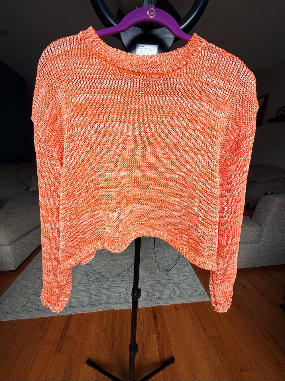 ZARA Bright Orange Women's Knit Sweater - Lightweight Crewneck